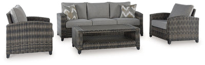 Oasis Court - Sofa, Chairs, Table Set (Set of 4) - Gray
