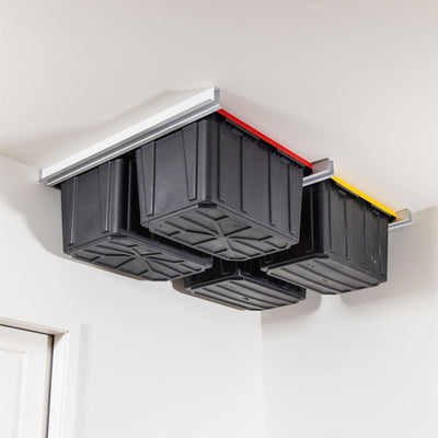 CeilingSAM Fixed Bin Slide Overhead Ceiling Tote Storage Rack, Made in the USA