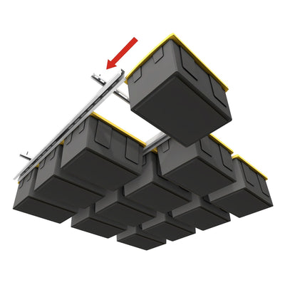 CeilingSAM Tote Slide Pro Adjustable Overhead Garage Tote Storage Rack for 15 Totes, Made in the USA