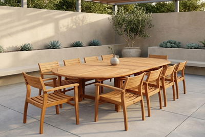 Julien FSC-Certified Teak Extendable Outdoor Dining Set