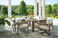 Serene Bay 7-Piece Outdoor Dining Set – Aluminum Patio Table with 6 Cushioned Chairs, Dark Brown