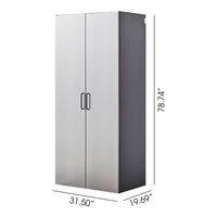 Astro Series Tall Wall-Mounted Garage Storage Cabinet with Soft-Close Doors – Metallic Gray