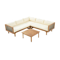 Premium Outdoor Sofa Set with Waterproof Cushions - Beige/Brown Mix