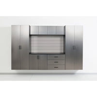 Astro Series Tall Wall-Mounted Garage Storage Cabinet with Soft-Close Doors – Metallic Gray