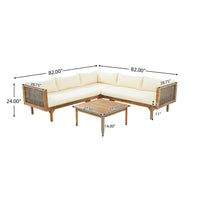 Premium Outdoor Sofa Set with Waterproof Cushions - Beige/Brown Mix