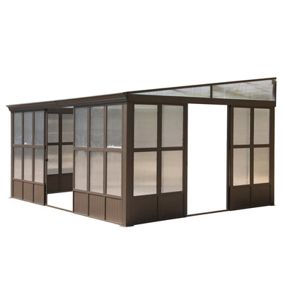 12x16 All-Season Wall-Mounted Aluminum Sunroom with Detachable Polycarbonate Windows