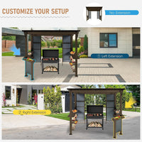9x10 Hardtop Grill Gazebo with Bar Counters, Storage Shelves and Galvanized Steel Roof