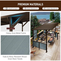 9x10 Hardtop Grill Gazebo with Bar Counters, Storage Shelves and Galvanized Steel Roof