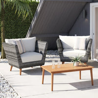 Panther Outdoor Patio Wicker and FSC Wood Seating Set
