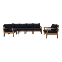 Marina 6-Piece Teak Outdoor Sectional Sofa Set with Water-Resistant Cushions