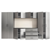 Metallic Gray Garage Cabinet Set A With Soft Closing Drawers