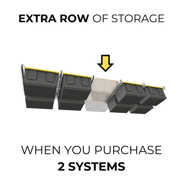 CeilingSAM Fixed Bin Slide Overhead Ceiling Tote Storage Rack, Made in the USA