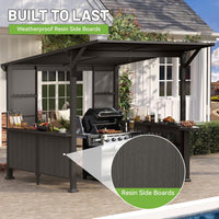 9x10 Hardtop Grill Gazebo with Bar Counters, Storage Shelves and Galvanized Steel Roof