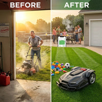 Robot Lawn Mower Built for 1.5 Acre Coverage, RTK Navigation, AI Obstacle Avoidance, All-Wheel Drive System — Before & After