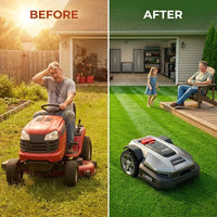 X450 17 In. Robot Lawn Mower (1 1/2 Acre) RTK + 360 Degree Camera, AWD, Weather Adaptive, AI Obstacle Avoidance — Before & After