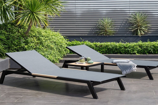 Panama Dark 3 pc Aluminum Outdoor Lounger & Side Table Set
