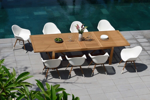 Leyland Extendable Table with 8 Chamonix Armchairs Dining Set
